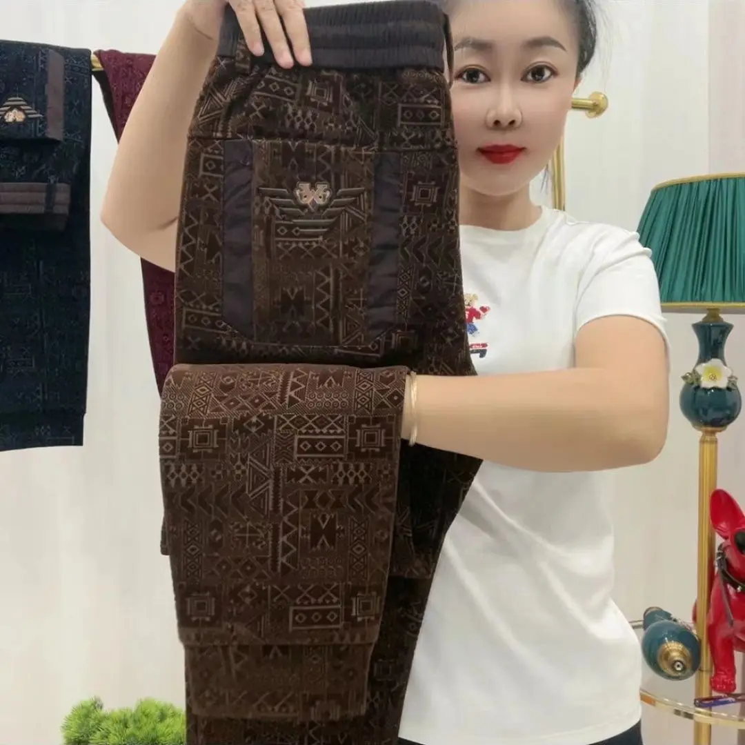 

Autumn and Winter New Casual Pants Men Clothing Velvet Men's Small Feet Fashion Versatile Harem Pants New Embroidery Trousers