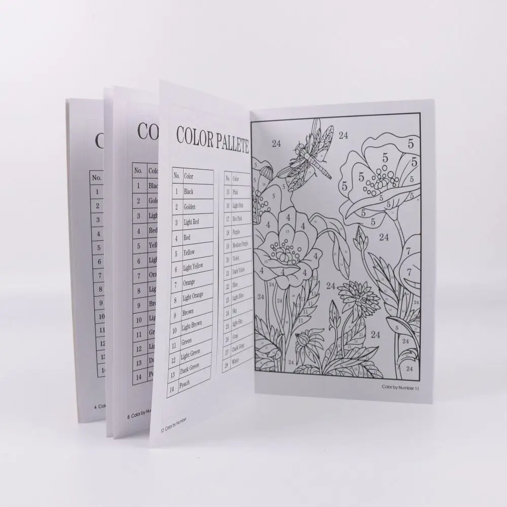 80 Pages Color By Number for Adult Anxiety Therapy Stress Relief Coloring Book Unique Background Drawing Painting Book