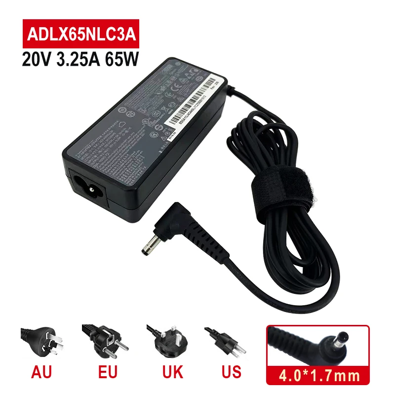 AC Laptop Charger 20V 3.25A 65W 4.0*1.7mm For Lenovo IdeaPad 330s 320 100-15 B50-10 YOGA 710 510-14ISK Redmibook 14 13 Adapter