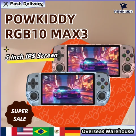 Powkiddy RGB10 Max3 Handheld Game Console Retro Video Game Conoles 5 Inch IPS Screen Game Player Children's Gifts Men Gifts