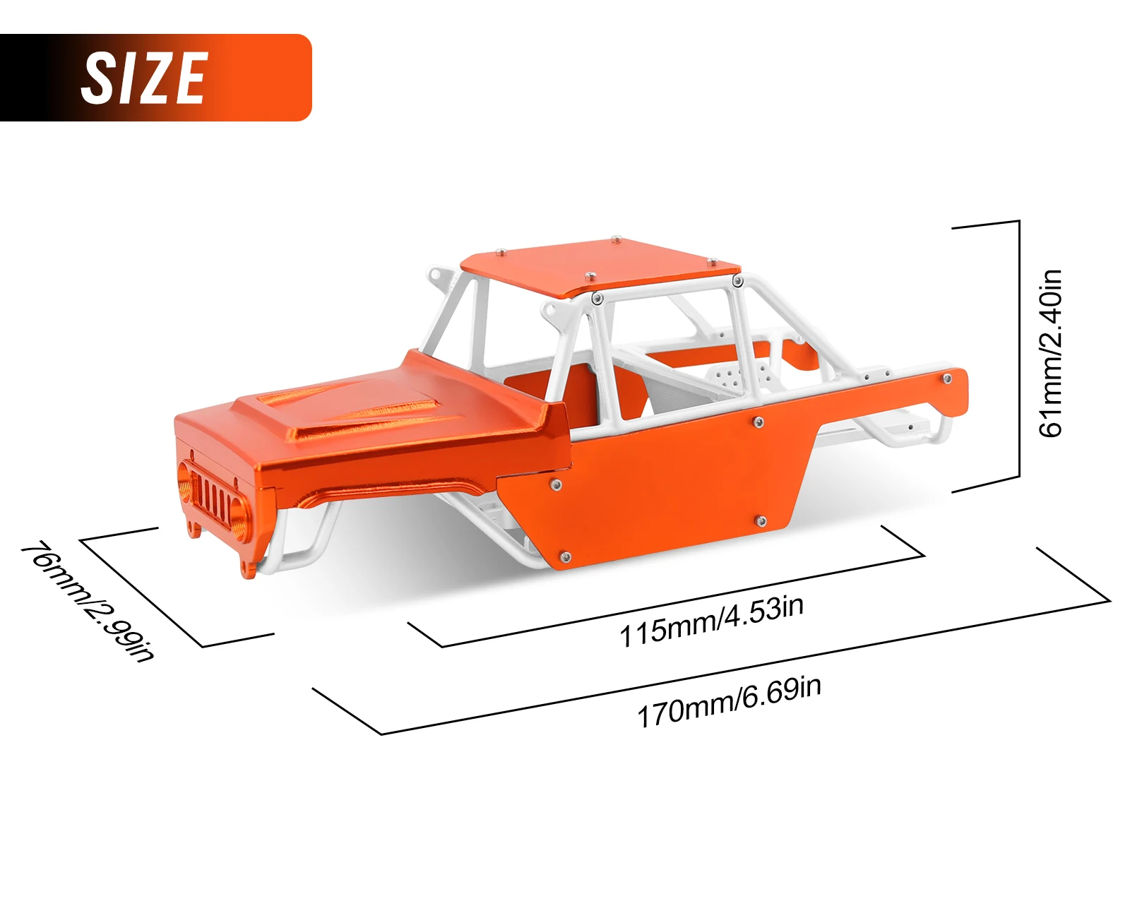 OGRC Roll Cage Body Shell All-Aluminum Alloy Frame+Chassis + Body Shell for 1/24 RC Crawler Car Axial SCX24 Bronco JLU B-17 C10
