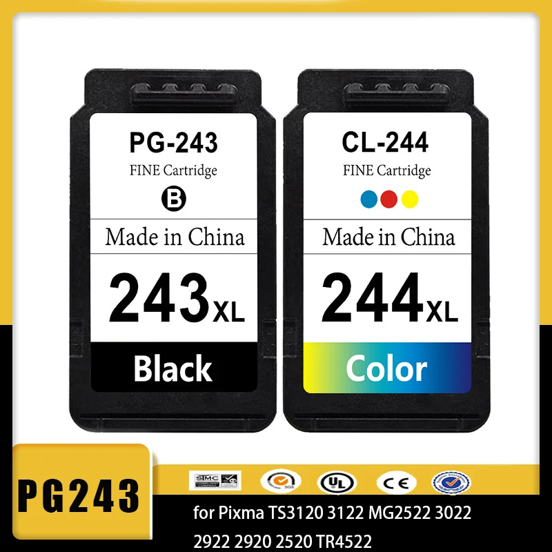 

vilaxh PG243 CL244 Ink Cartridges For Canon PG243XL 243XL CL 244XL for Pixma TS3120 3122 MG2522 3022 2922 2920 2520 TR4522