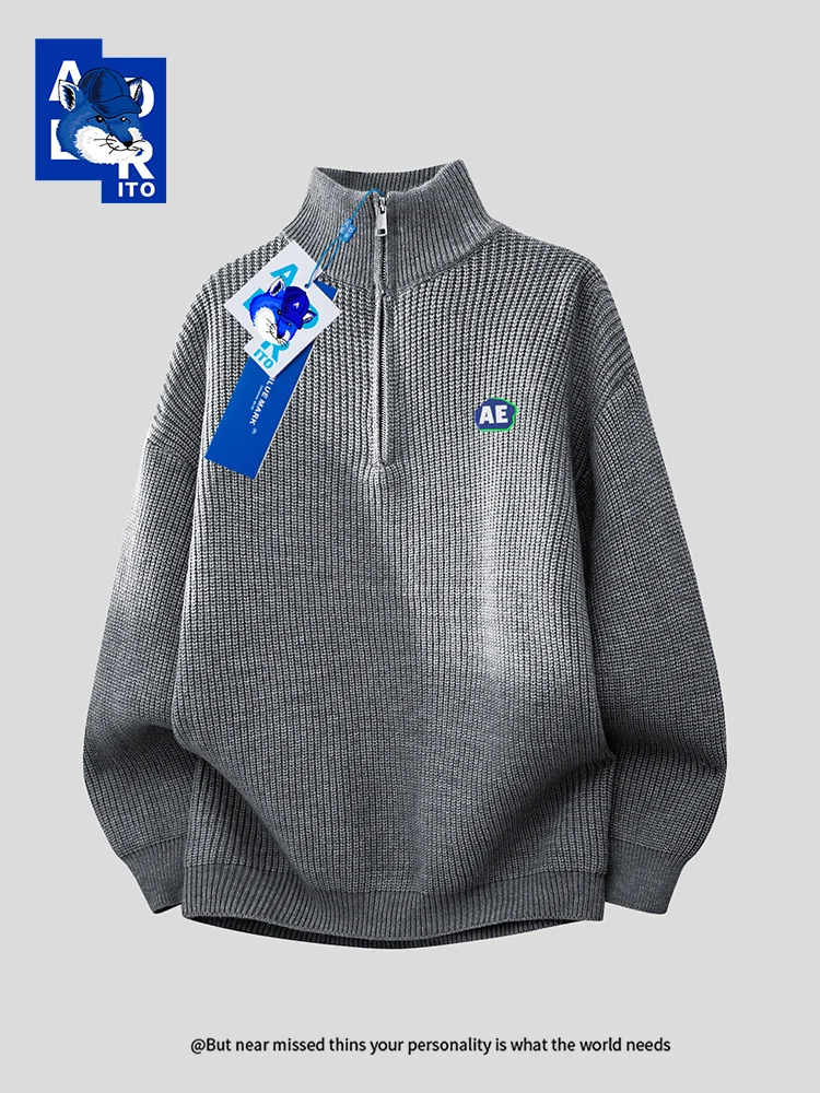 

Модный бренд AE: Утепленный вязаный свитер на молнии в стиле Old Money, повседневный свободный крой, зимний, с длинными рукавами, с круглым вырезом