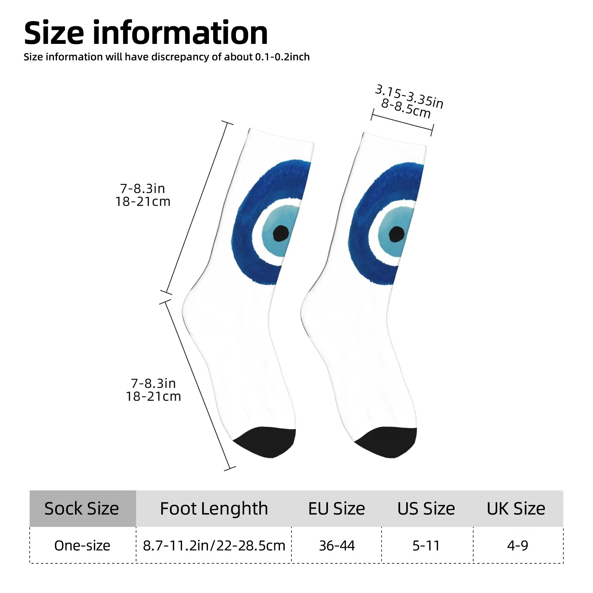 Custom Watercolor Evil Eye Nazar Painting Mens Crew Socks Unisex Cute Hamsa Lucky Charm Spring Summer Autumn Winter Dress Socks view 4