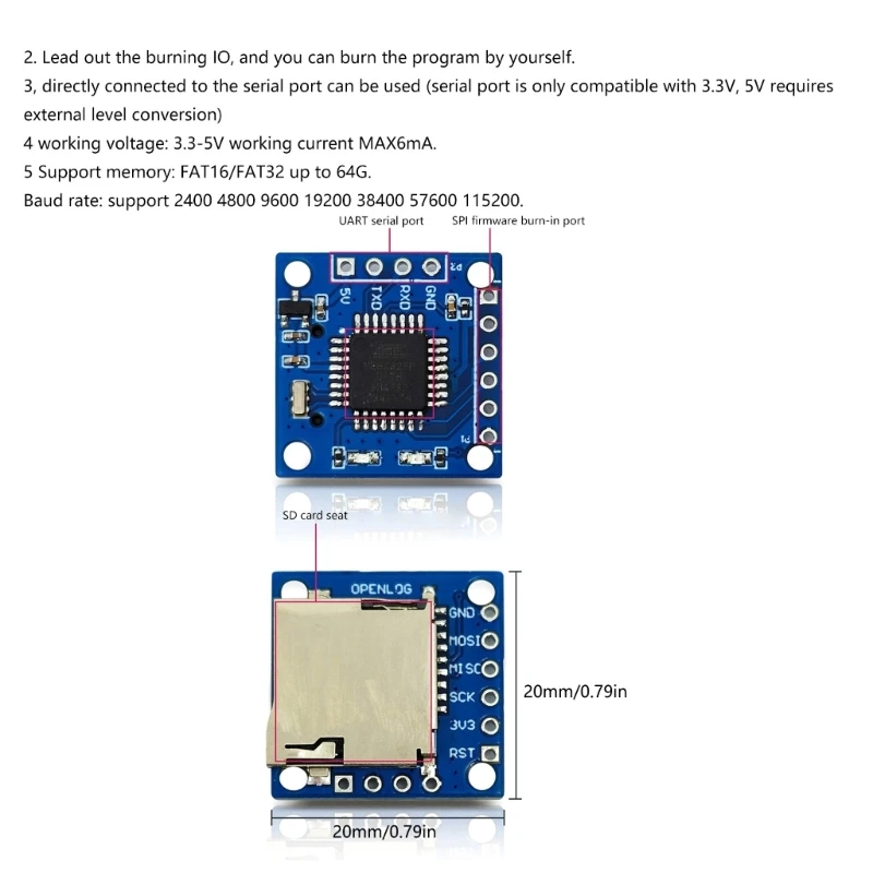 Openlog Data Logging Board High Reliability Highly Chip Control For Multiple Interfaces Flight Controller Recorder