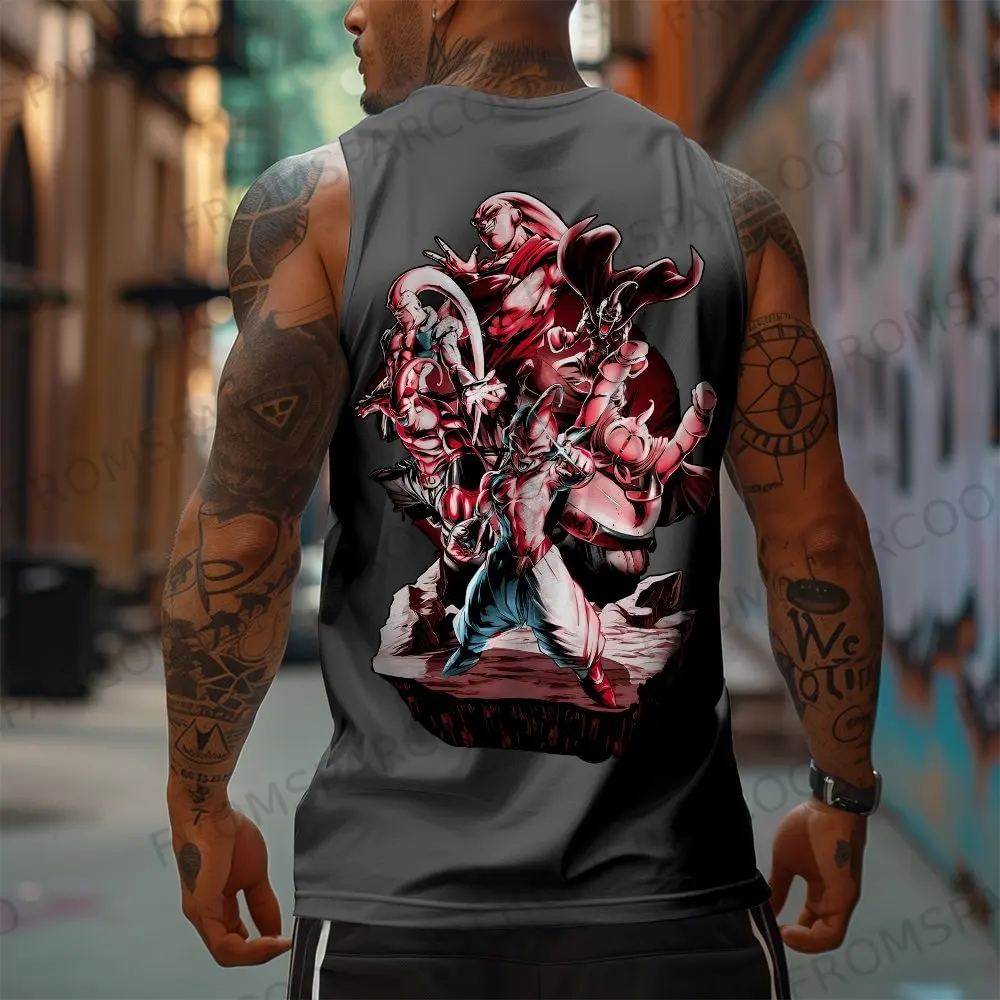 لعبة دراغون بول أنيمي جوكو الطرفية المطبوعة القطن الخالص تانك القمم 2025 ملابس رياضية للصالة الرياضية الرجال عادية فضفاض الصيف سترة أنيقة تحمل شعار لعبة البيسبول