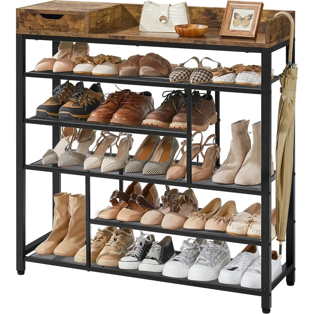 Shoe Rack, 6-Tier Shoe Storage Shelves, Free Standing Shoe Organizer with Storage Box, Shoes Cabinet for Entryway, Doorway