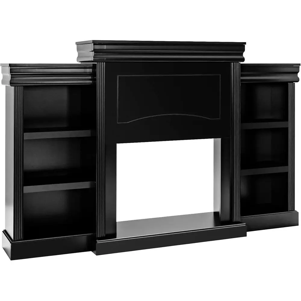 

Modern 70-Inch Freestanding Mantel Stand: Contemporary Media Fireplace Cabinet with Storage Shelves for Living Room or Bedroom,