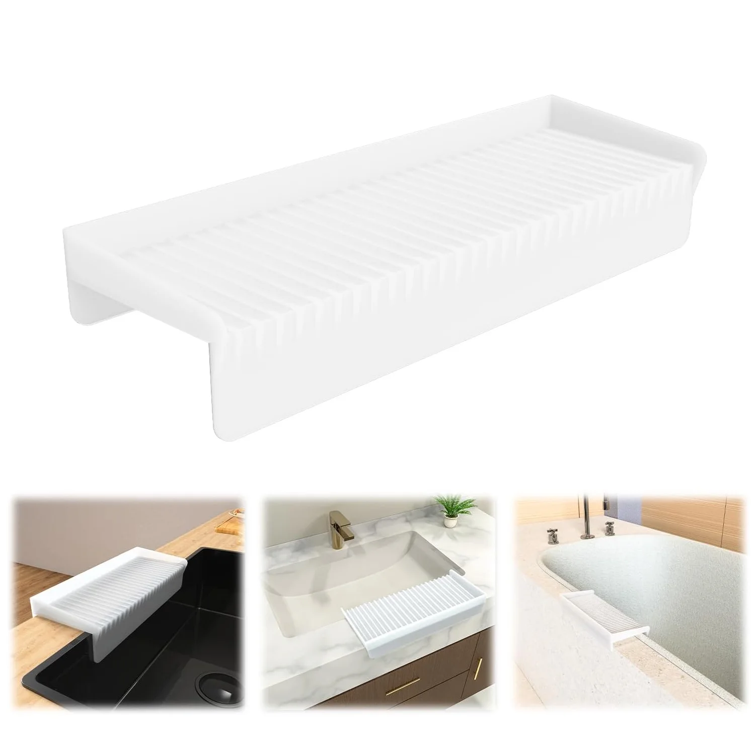 

Silicone Sink Edge Splash Proof Board Sink Edge Splash Pad for Kitchen Bathtub Water Catcher Mat Waterproof Countertop Protector