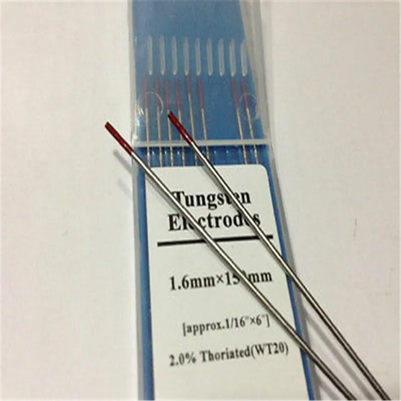 10pcs WT/WP/WL/WC20/Red/Green/Pure/Gray/Blue TIG Welding Tungsten Electrode Bar Stick needle 1.6/2.0x150mm