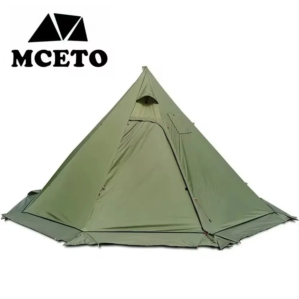 

New Pyramid Tent With Snow Skirt Ultralight Outdoor Camping Teepee With A Chimney Hole For Cooking Travel Backpacking Tent