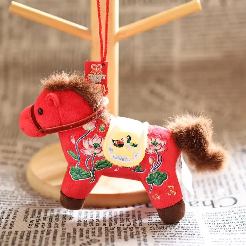 Novo pônei chaveiro brinquedo dos desenhos animados cavalo do zodíaco pingente saco pendurado decoração carro ano bonito pelúcia boneca chave titular presentes