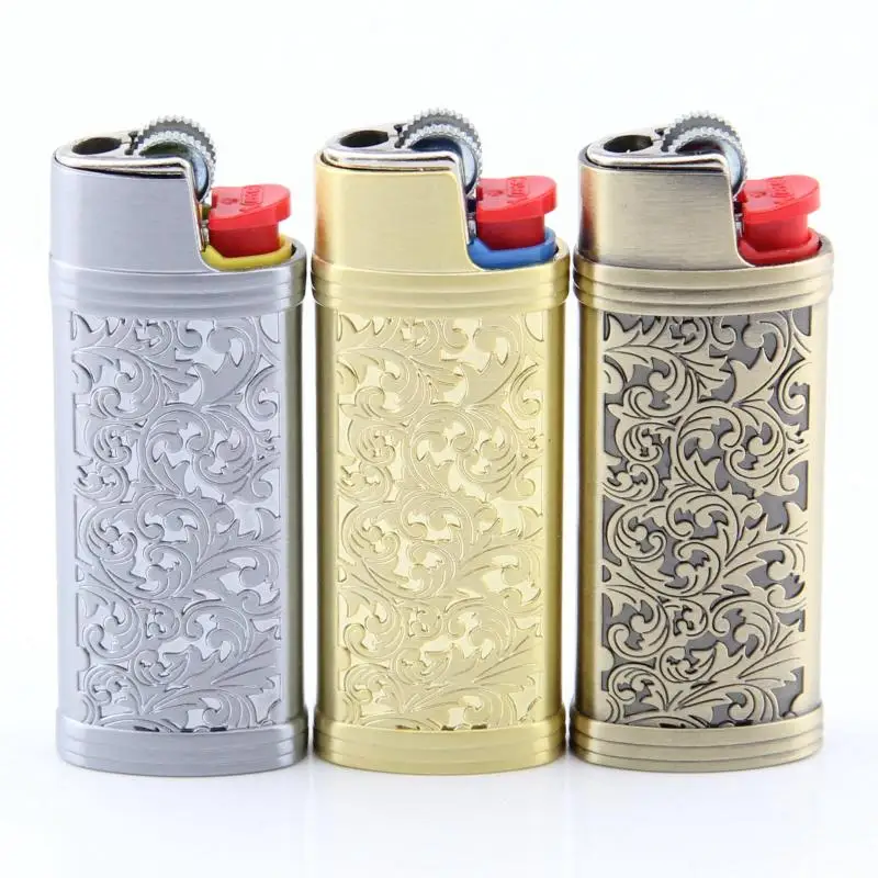 Series Dolphin Metal Case Covered Leather Shell for France BIC Lighter j5 J25