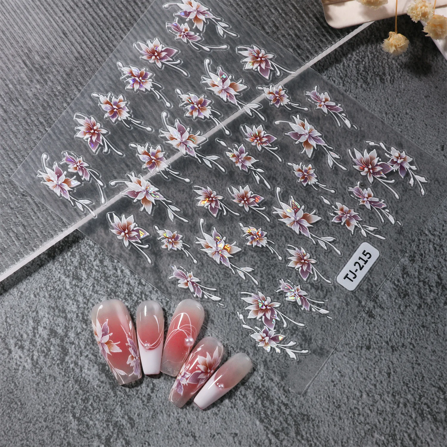 قطعتان من ملصقات الأظافر على شكل زهرة الإغاثة، ملصقات تزيين رغبة نقية حلوة #3