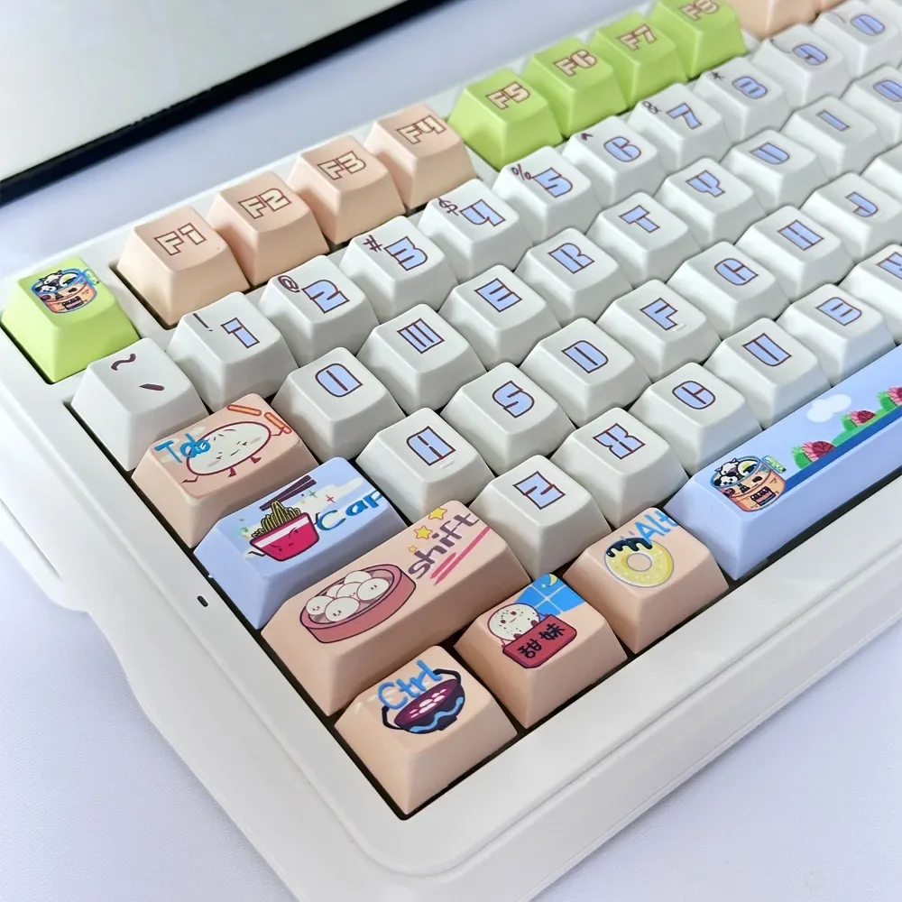 Small Full Set, Cherry, Breakfast Shop, Keycap PBT for Mx Cherry Gateron Switch Mechanical Keyboard Kit