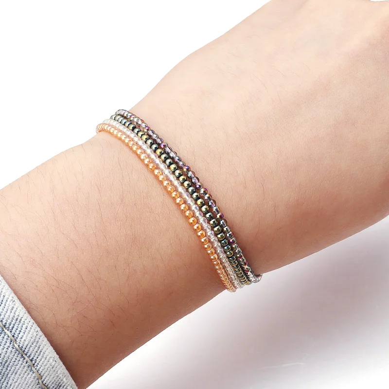 

2mm Crystal Glass Beads Round Beads Loose Spacer Glass Beads for DIY Craft Making Bracelet Necklace Accessories