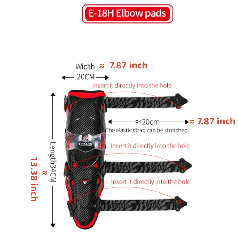 Red Motocross Elbow Pads 2Pcs Set Motorcycle Elbow Guard Moto Protection Protective Armor for Cycling MTB Dirt Bike Safety Gear
