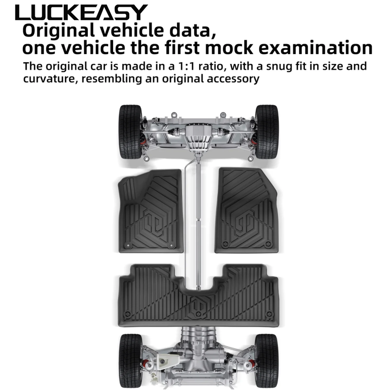 LUCKEASY for Leapmotor B10 2025 2026 Car Floor Mats Cargo Liner Trunk Pad TPE 3D Foot Mat Left Hand Drive Waterproof All Weather