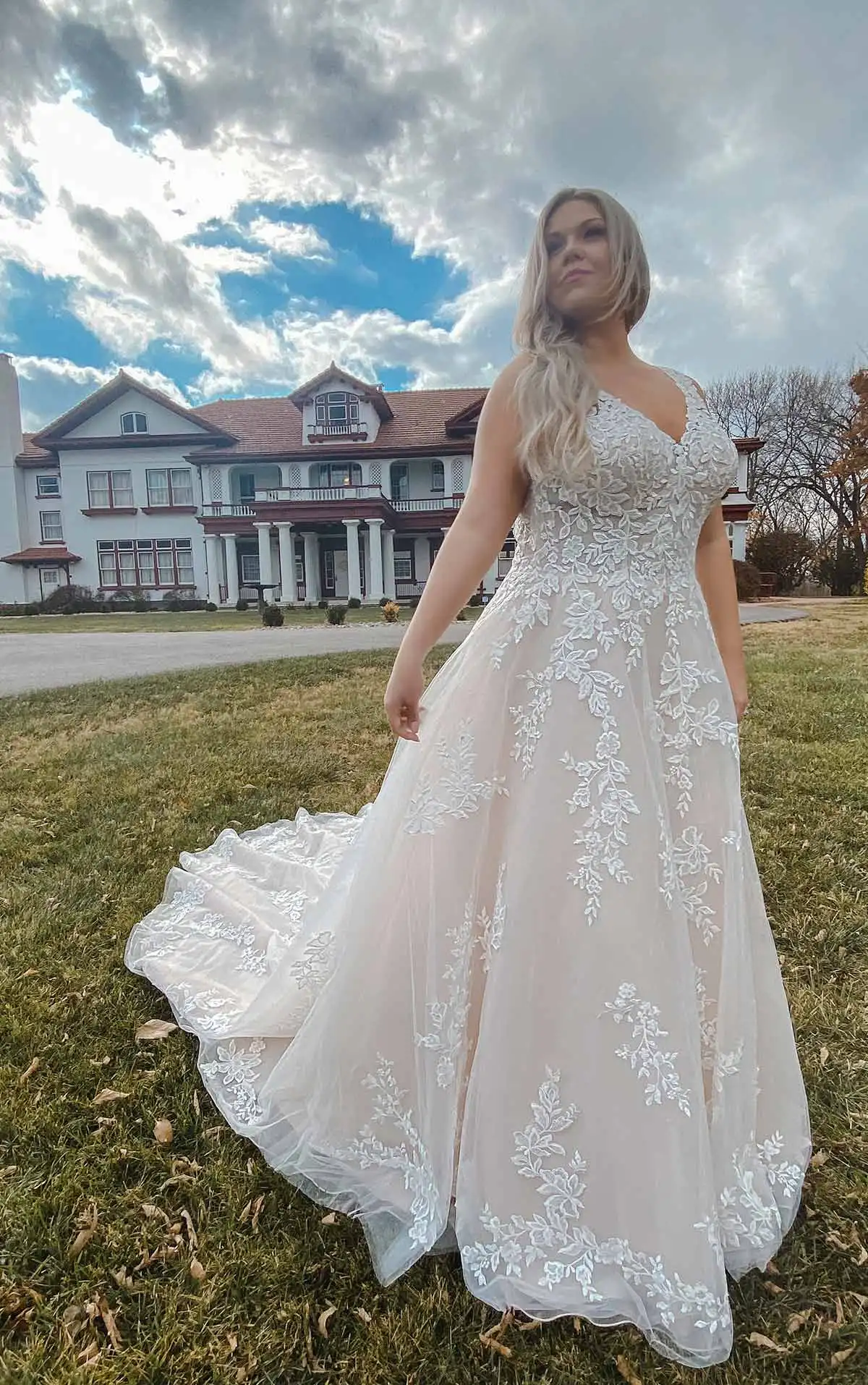 Robe de Mariée Trapèze à Dos aux, Grande Taille, Col en V, en Tulle, Style Boho Bohème, pour Patients, Éducative