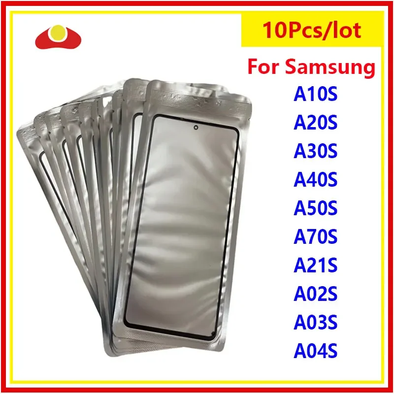 10PCS For Samsung Galaxy A10S A20S A30S A40S A50S A70S A21S A02S A03S A04S Front Outer Touch Screen Panel Outer Glass Lens + OCA