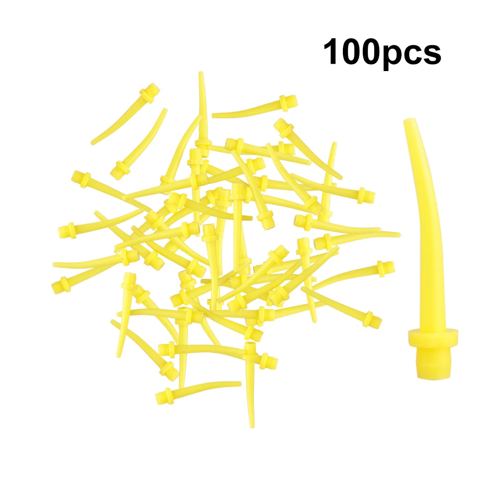 50Pcs Gelb Dental Mischen Tipps Einweg Silikon Gummi Mischen Kopf Zahnmedizin Abdruck Materialien Düsen Mischen Rohre