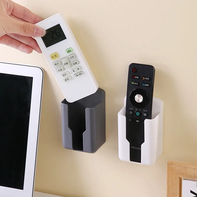 Wall Mounted Plastic Remote Control Storage Box No Punching Holder For Air Conditioner TV Living Room Bedroom Home Organizer