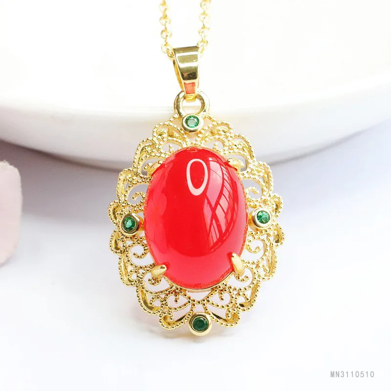 

Кулон из натурального агата, желто-зеленое ожерелье из халцедона, женский этнический стиль