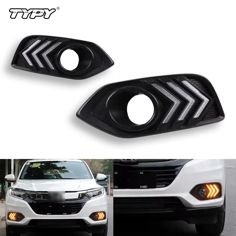 

TYPY 2Pcs White/Yellow LED Daytime Running Lights DRL Fog Lamps With Turn Signals Fit for Honda HRV HR-V EU 2018-2021