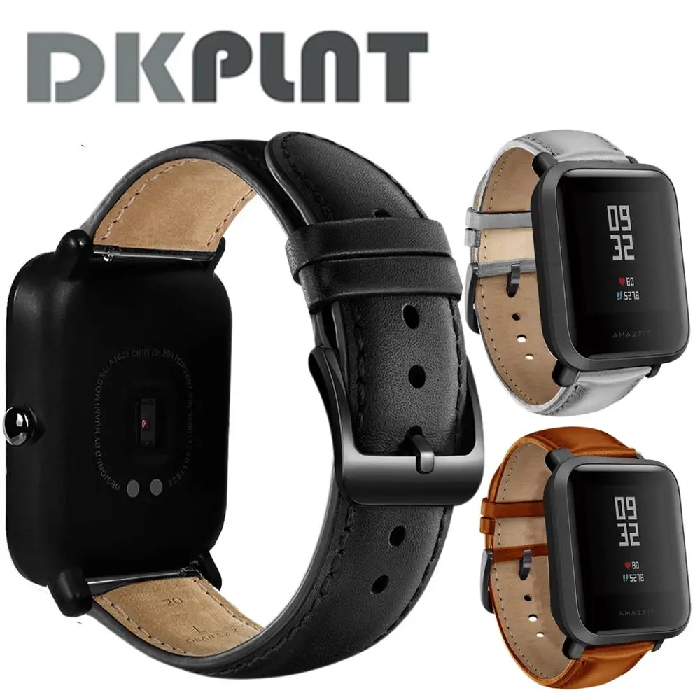 DKPLNT 20mm leather Watch Strap for Huami Amazfit GTS GTR 42mm Bracelet for Huami Amazfit Bip U Bip S GTS 2 Watch Bands