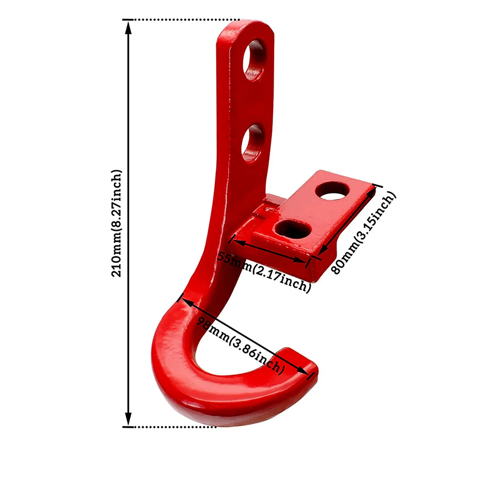 Tow Hook Kit Left Trailer Hitch Receiver for 2018 2019 2020 2021 2022 2023 Jeep Wrangler JL JLU Towing Accessories, Red