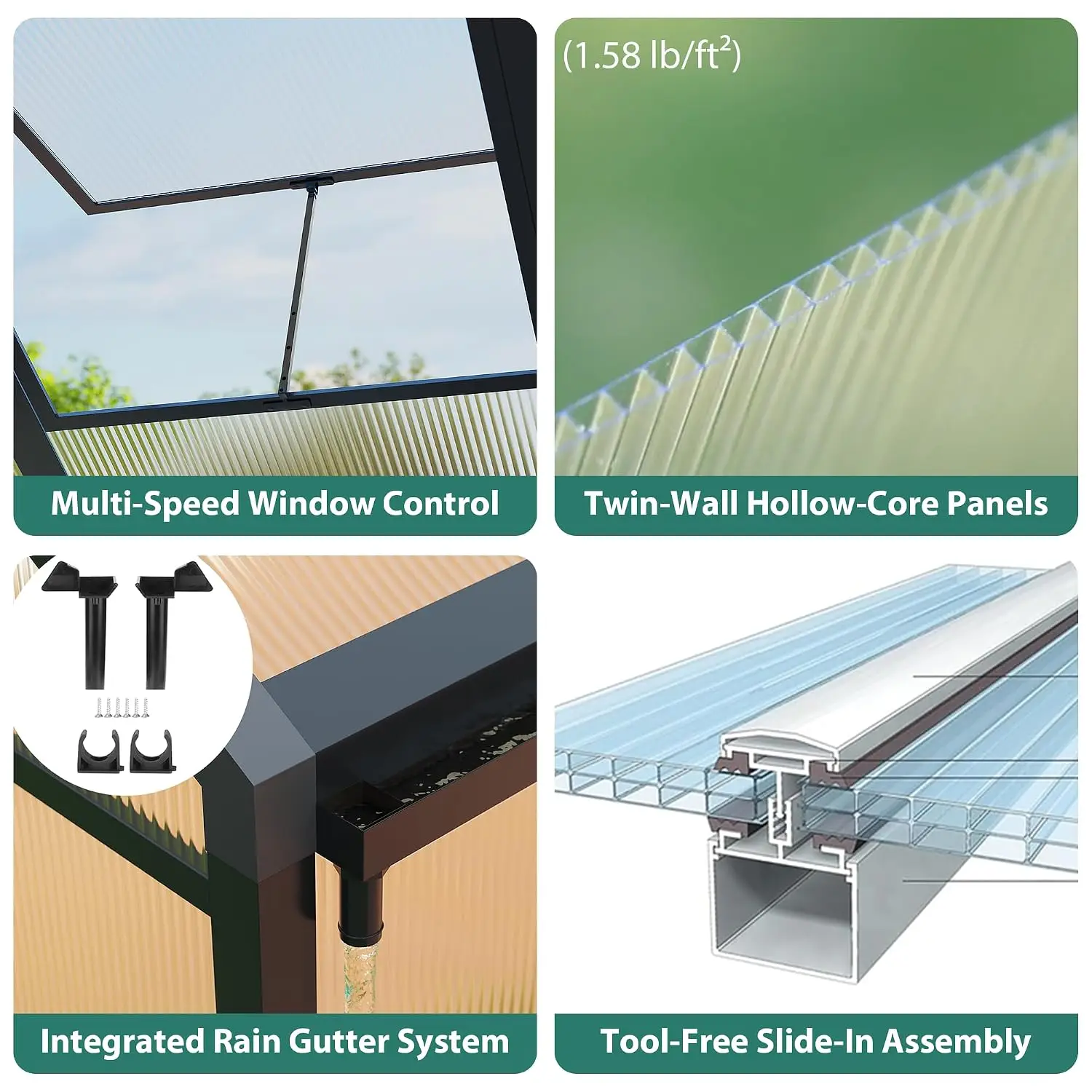 6x8ft Walk-in Greenhouse, Heavy Duty Large Outdoor Green House