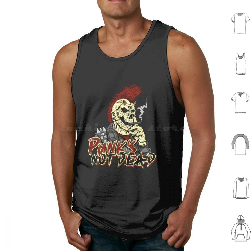 Punk'S Not Dead Punker Skull Tank Tops Vest Sleeveless Punk Rocker Skull Skeleton Pink Skull Dead Metal Punk Music Music