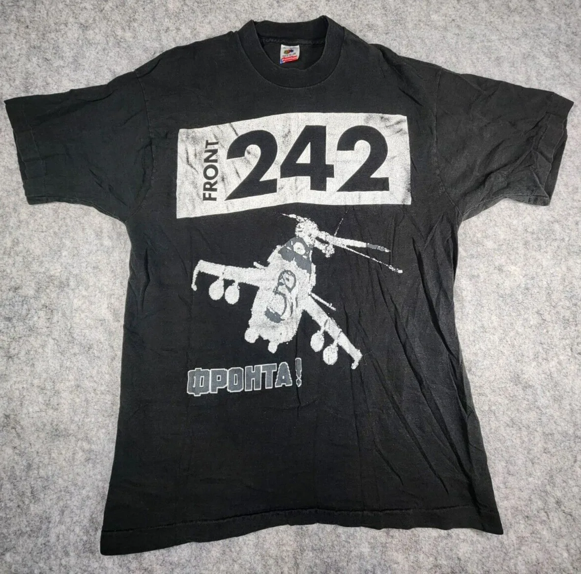 Front 242 T-Shirt Helicopter  OPOHTA!-VINTAGE -RARE-ORIGNAL-BLACK-XL