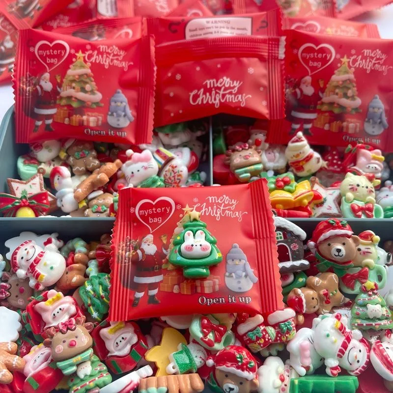

20 Pieces Christmas Animal Decoration Home Solid Color Accessories Mini Resin Santa Claus Creative Party Blind Box Birthday Gift