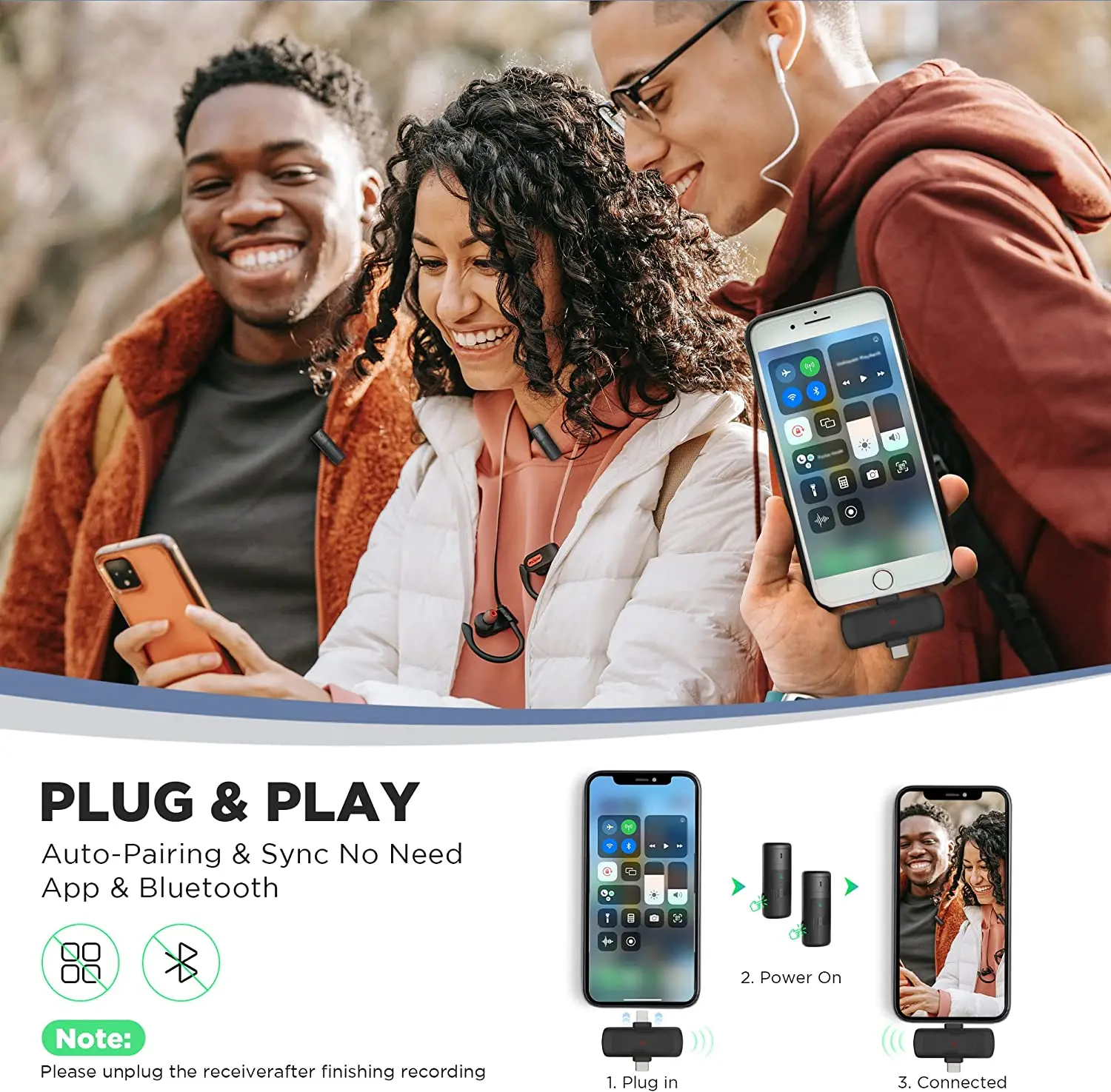 Bezprzewodowy mikrofon do klapy Lavalier dla iPhone Android typu C telefon komórkowy na żywo Streaming Youtube Vlogging BOYA MIC-W1