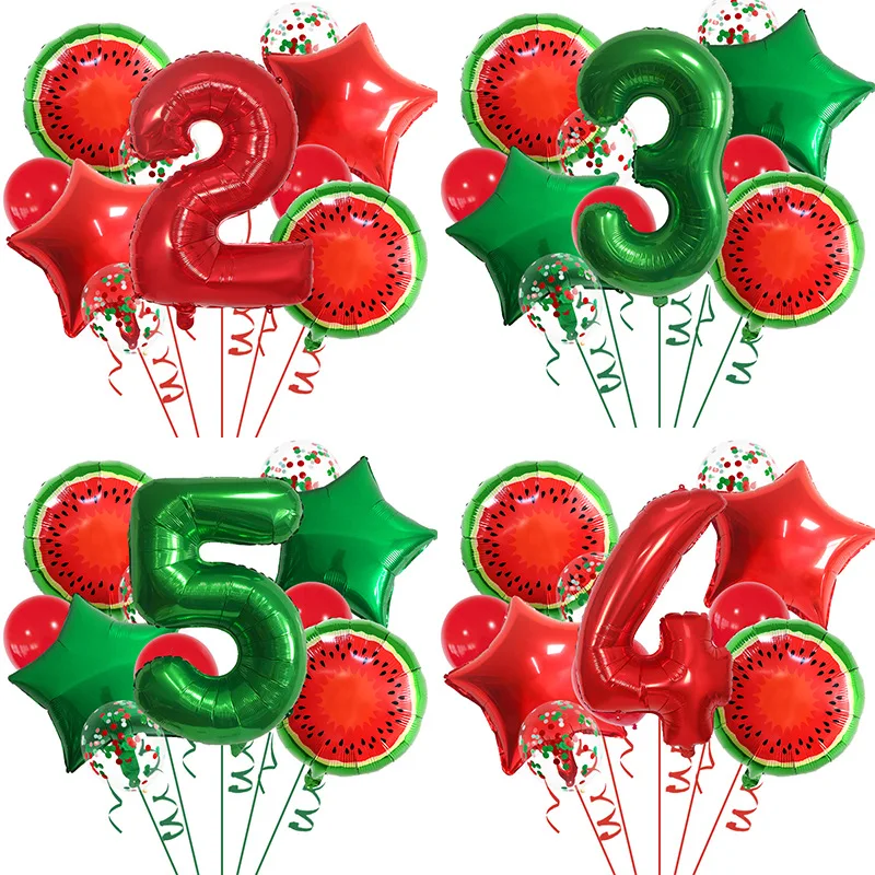 12Pcs Neue Sommer Kühlen Obst Ballon Set Wassermelone Aluminium Film Ballon Hawaiian Party Dekoration Geburtstag Party Foto Schießen