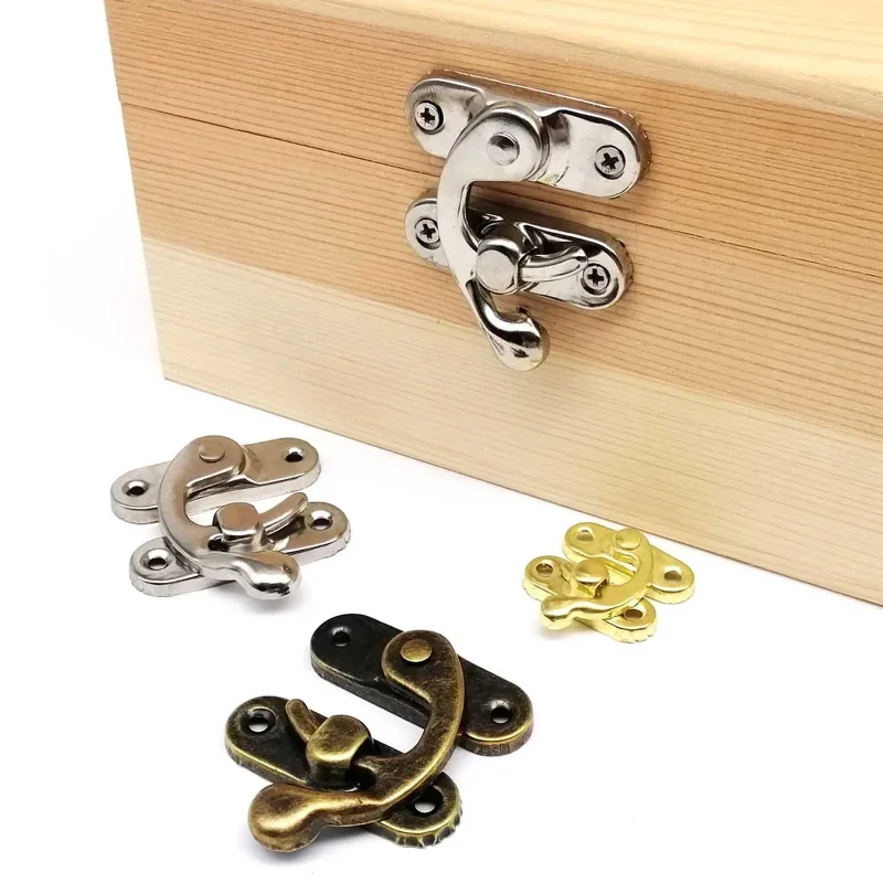 Leather Bag Handbag Suitcase Hasp Hook Lock Closure Jewelry Chest Gift Wine Wooden Box Case Toggle Latch 3 Size Color with Screw