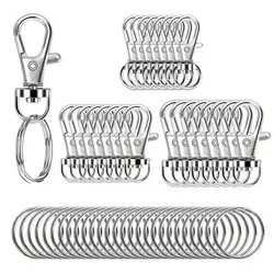 50PCS Swivel Snap Hooks With Key Rings Metal Swivel Lobster Claw Clasps In Clasps In Assorted Sizes (Large, Medium, Small)