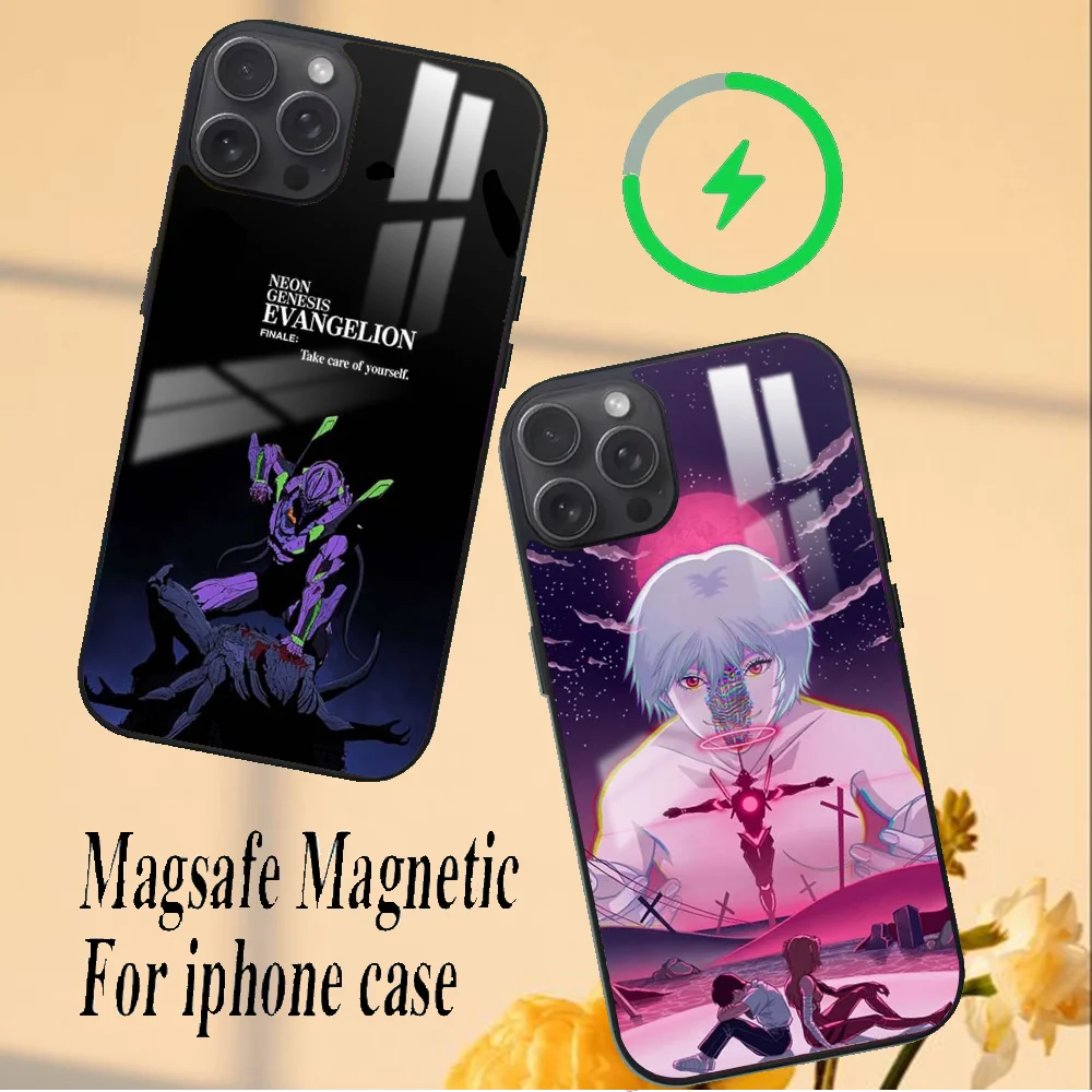 Neons g-Genesis E-Evangelions Phone Case For iPhone 16 15 14 13 12 11 PRO MAX PLUS Mini Magnetic wireless mirror phone case