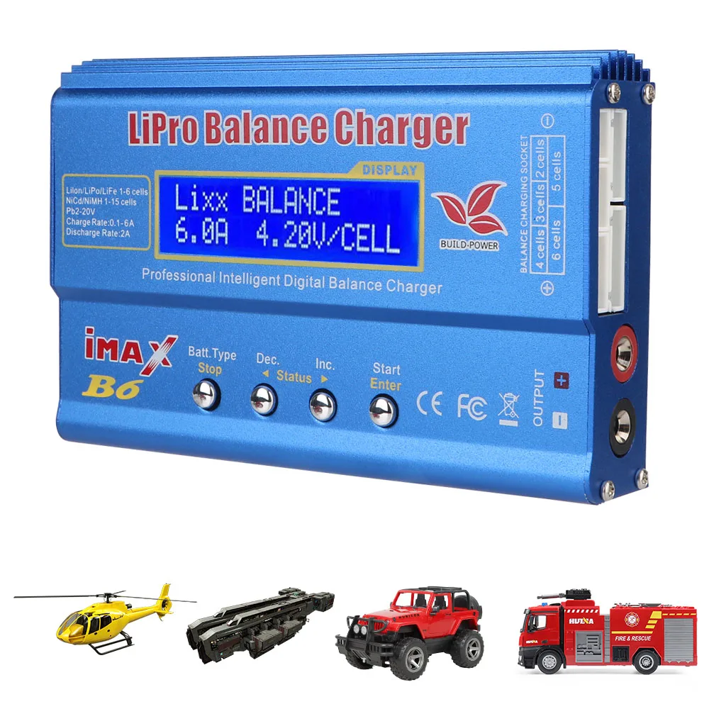 

DC 10-20V 6A Intelligent Li-ion Polymer Balance Charger 80W Imax B6 Fast Charging Storaging Battery Discharger