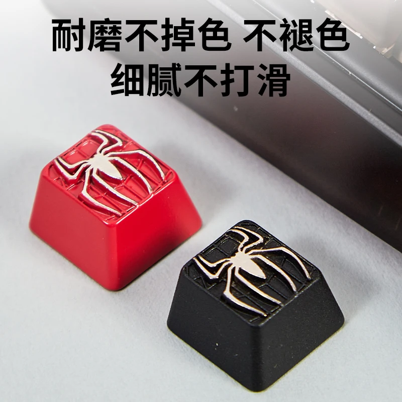 3D العنكبوت شعار معدني Keycap سبائك الزنك الحرفي أحمر أسود MX التبديل مخصص الملف الشخصي لوحة المفاتيح الميكانيكية بطل موضوع ديكور