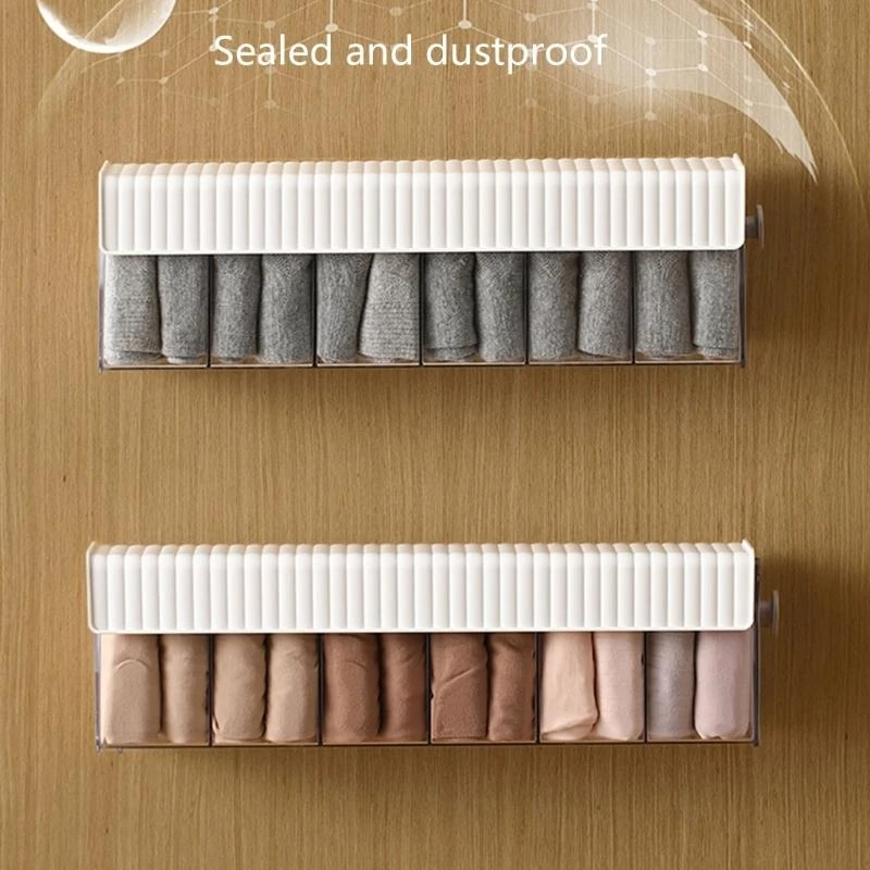 

Space Efficient Underwear and Sock Box Wall Mounted Intimate Apparel Container Closet Organization Solution .Y1QB