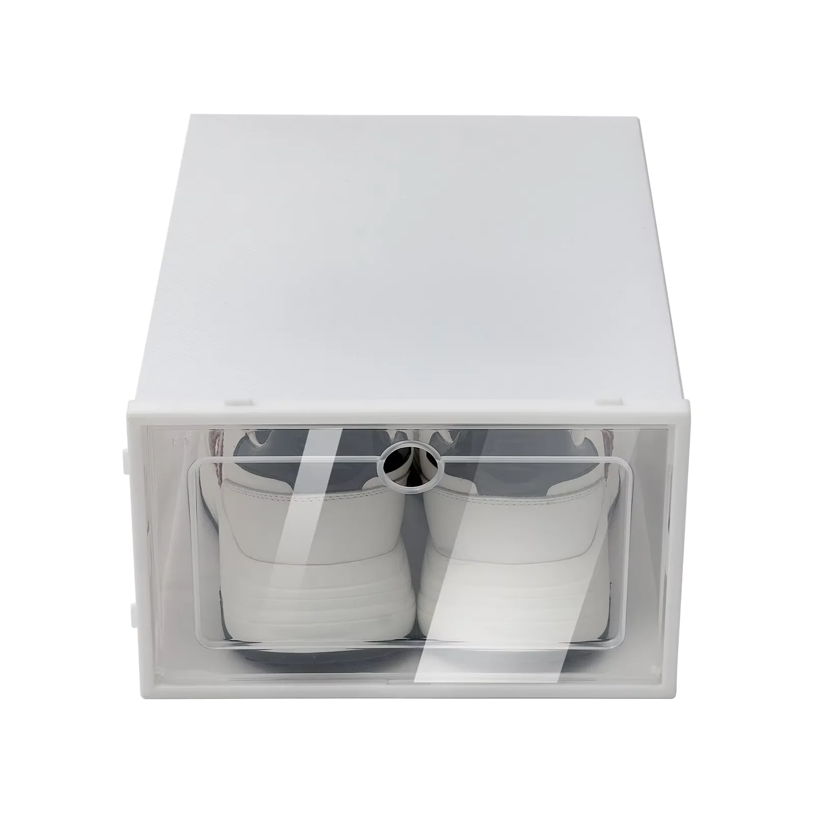 Space Saving Foldable Transparent Shoe Organizer 24 Pack Stackable Interlock Snap Connection Washable Waterproof Plastic Ventilated Anti-Dust Shoe Boxes Easy Flat Storage When Not In Use