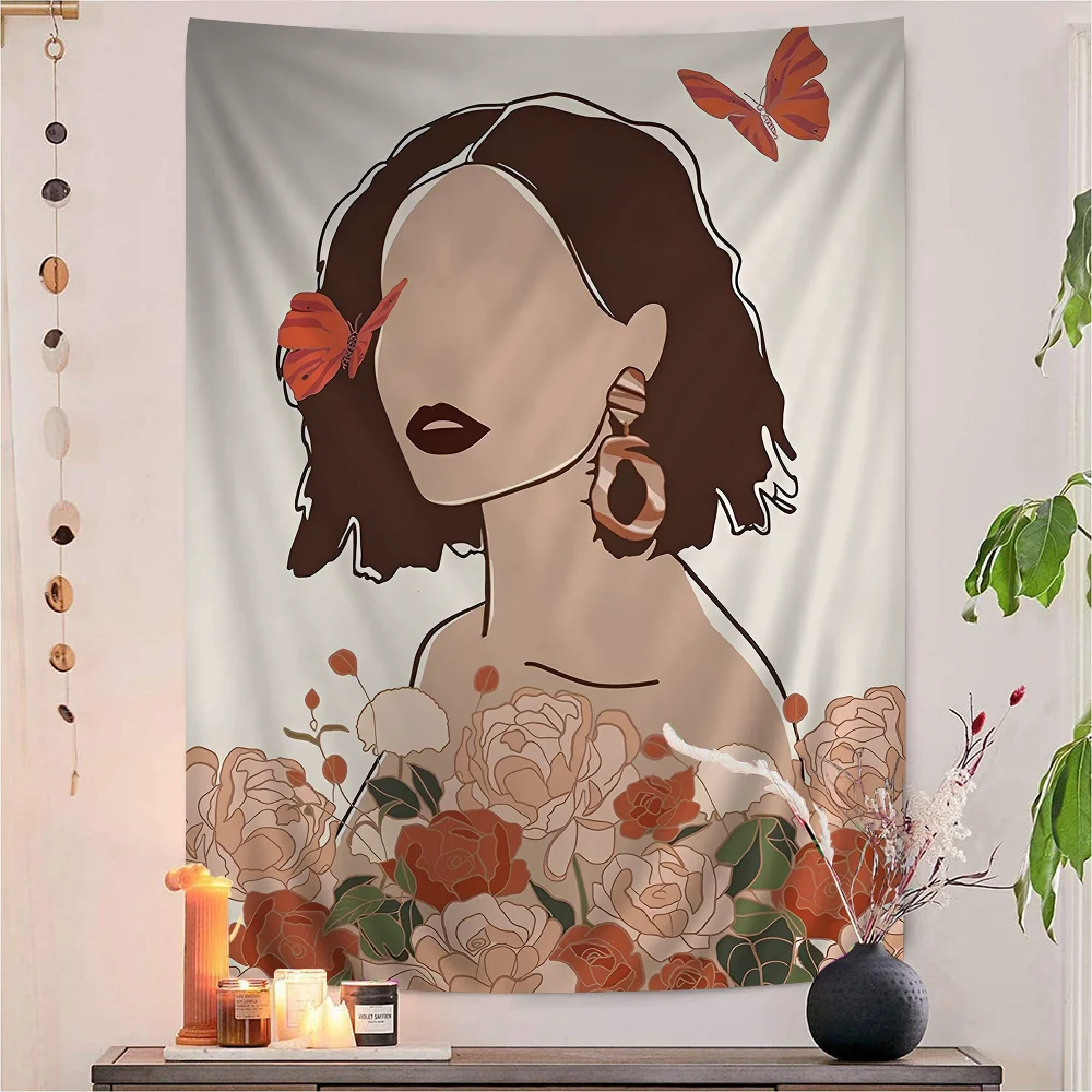 

Woman With The Flowe Hanging Bohemian Tapestry Home Decoration Hippie Bohemian Decoration Divination Wall Hanging Home Decor