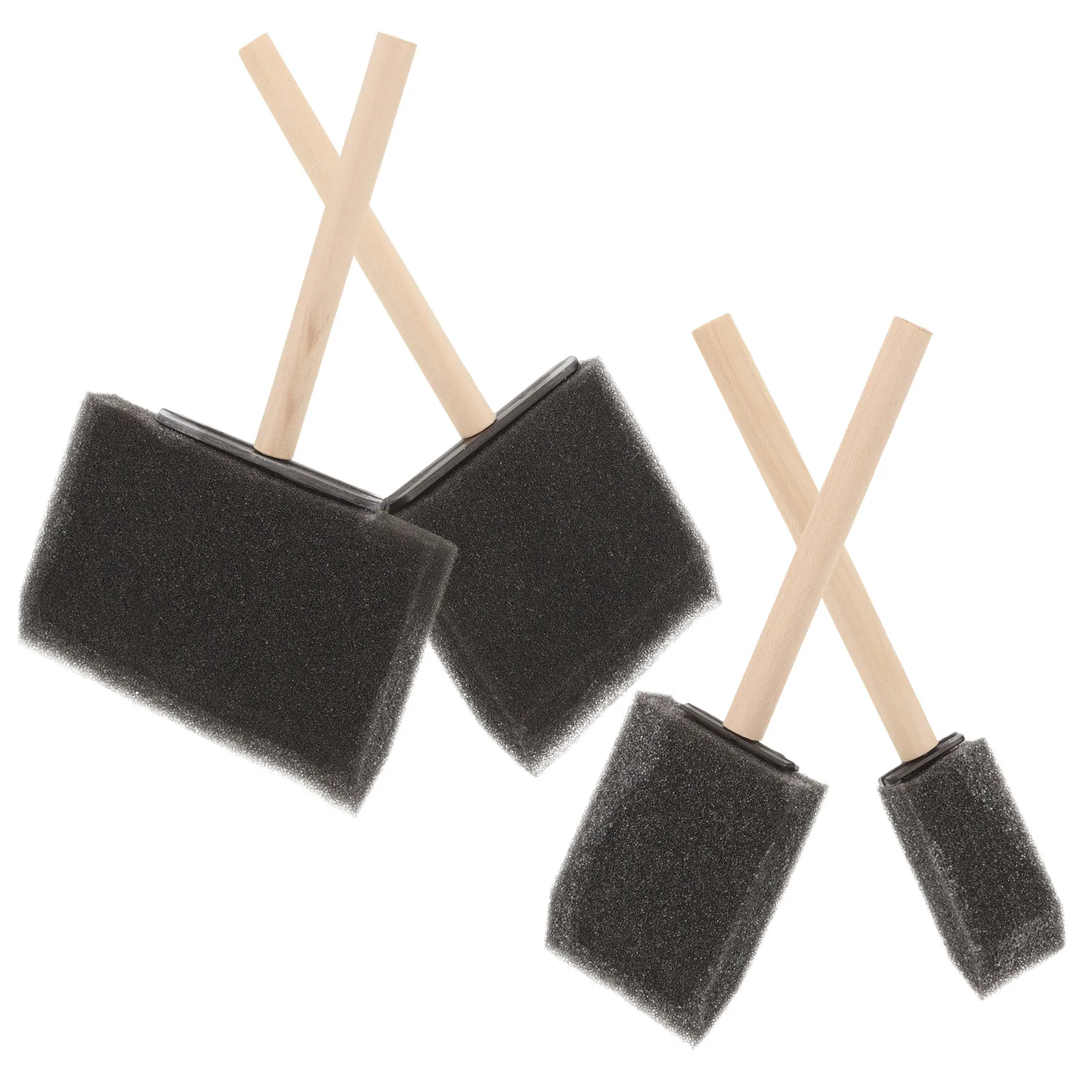 4Pcs Wooden Handle Sponge Painting Tools for Art Crafts Painting DIY Home Decor Windows Coloring Drawing Lightweight Portable