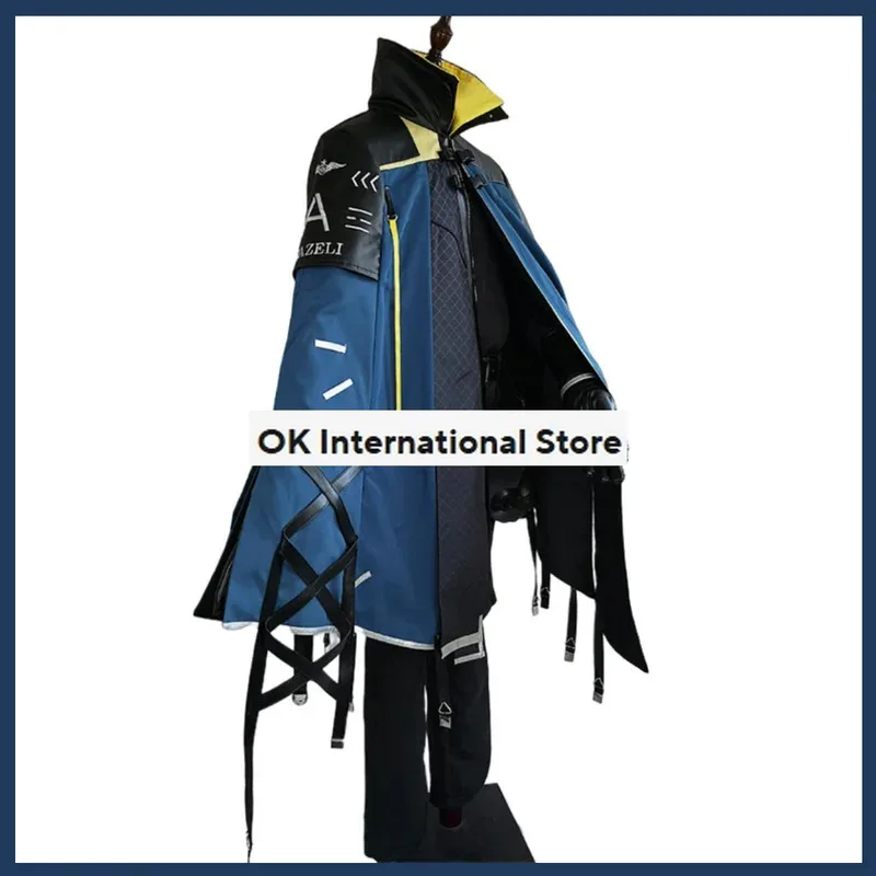 

CyAnime Game Arknights Hellagur Cosplay Costume Guard Operator Wig Blue Cloak Cape Fighting Uniform Full Set Man Carnival Suit