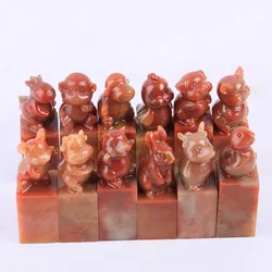Blank Uncarved Shoushan Stone Animal Snake Dragon Tiger Pattern Series Stamp Seal For Beginner Practice Art Supplies 25x25 mm