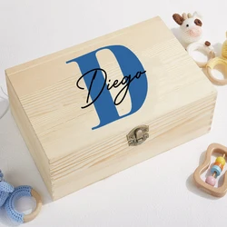 Boîtes Keepplex personnalisées pour bébés et enfants, cadeau de mémoire en bois initial, nickel é de dents de naissance, décoration de pépinière