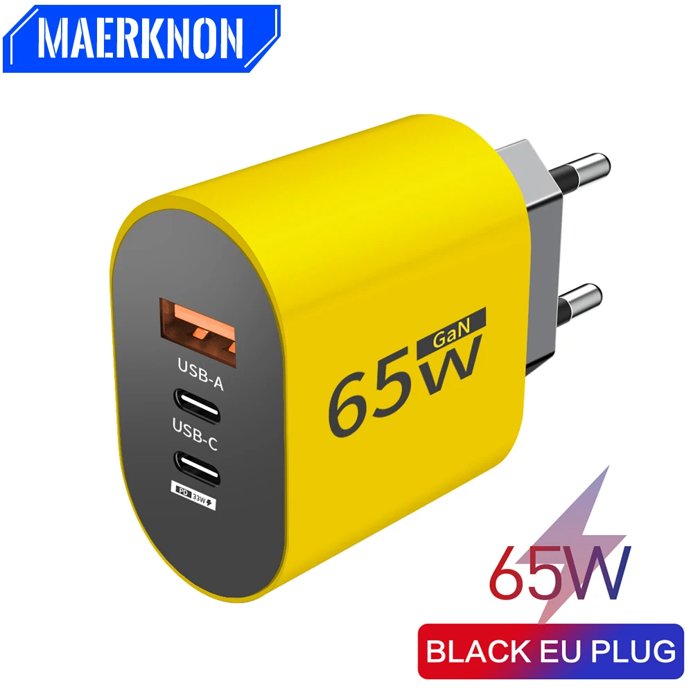 65W 3 Ports USB Charger Fast Charging Type C Phone Charge Adapter For iPhone Xiaomi Samsung Huawei QC3.0 EU/US Plug Wall Charger