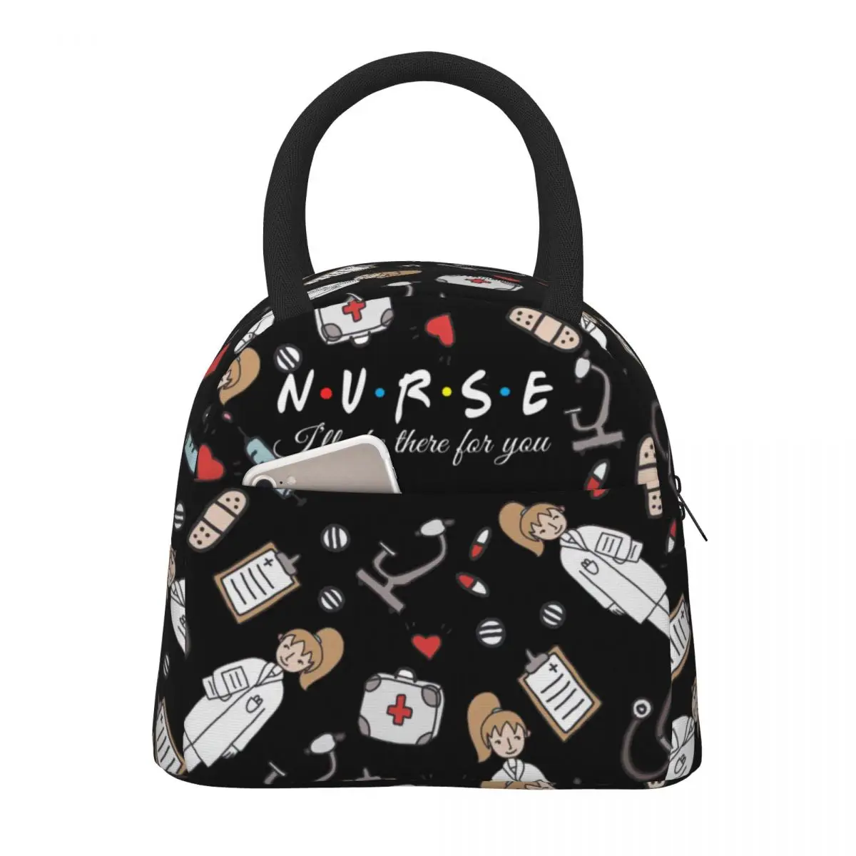 

Insulated Nurse Pattern Print Lunch Bag Thermal Women Picnic Bento Box Thermo Pouch Fresh Keeping Food Container Accessory Items